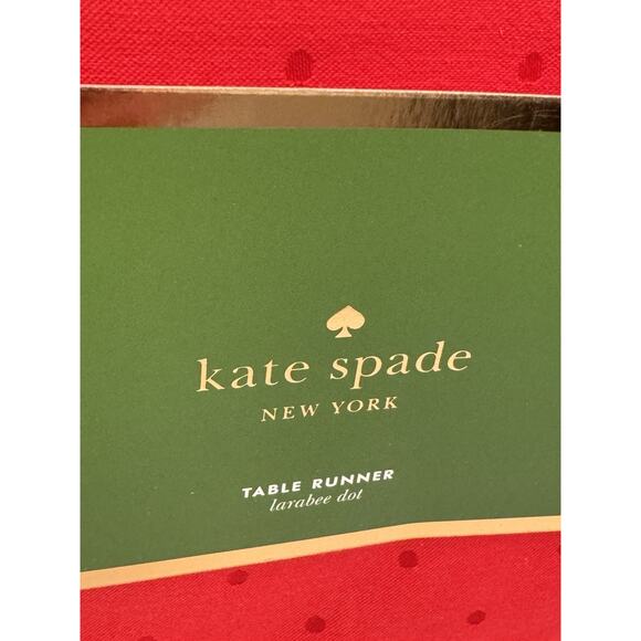 Kate Spade Larabee Dot Cranberry Red Table Runner 15" x 90" NEW - Picture 2 of 6